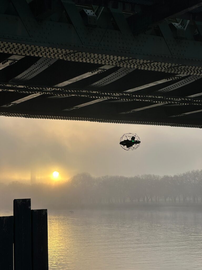 UAS inspecting under a bridge
